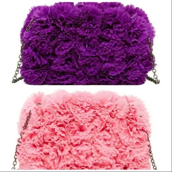 Floral Petal Hard Shell Clutch / Crossbody- Purple - NWT - Picture 6 of 6